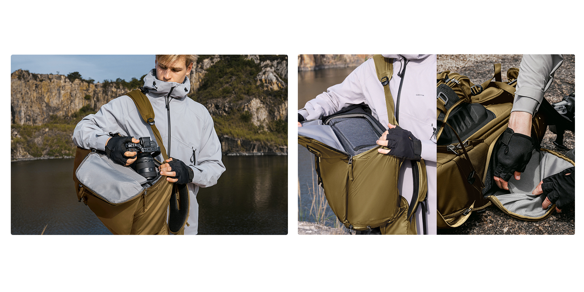 Plecak fotograficzny K&F Concept Star Wander 05 40 l - khaki - Szybki dostęp do sprzętu